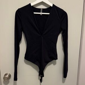AKIRA Midnight Black V-Neck Bodysuit